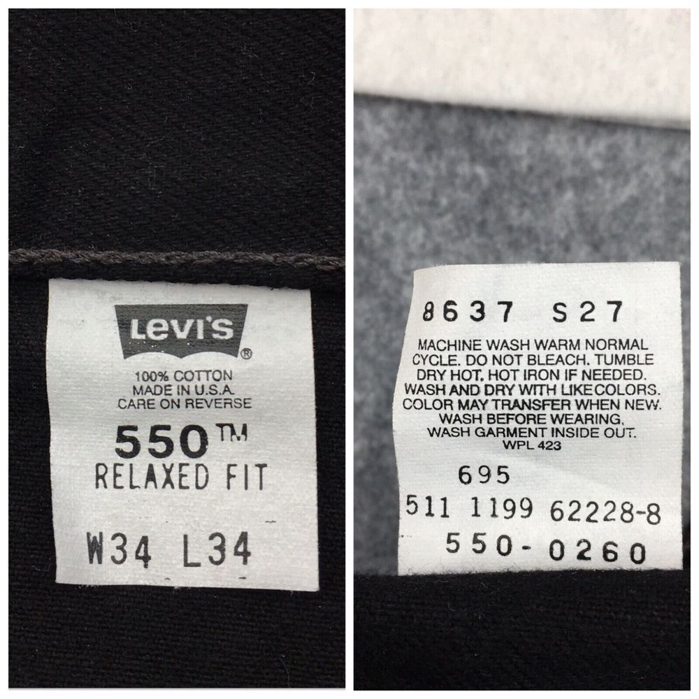 Vintage Levis 550 Mens Denim Jeans Relaxed Fit Size 34x34 Black‎ Made in USA - Picture 6 of 9